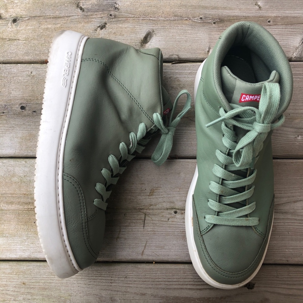 Euro 43 Men's 9.5 Camper Green Ankle Boots Leather Lace Up